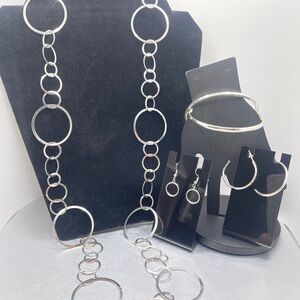 Silver Circle Jewelry Set